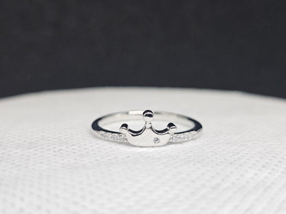 Princess Crown Ring - Sterling Silver with Crystal Embellishments