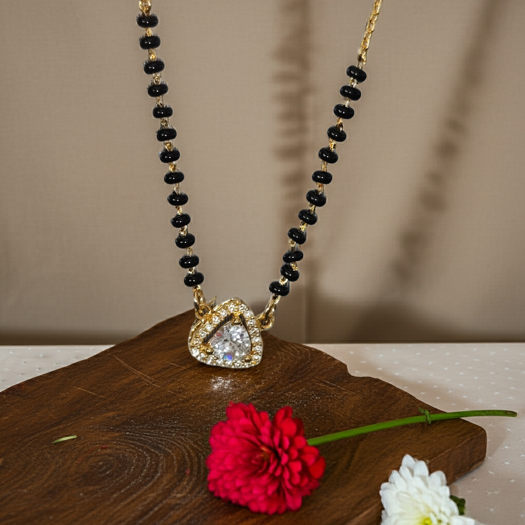 Pure Silver Black Beads Mangalsutra