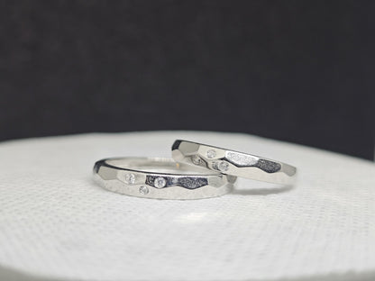 Modern Romance Silver Couple Rings with CZ Accents