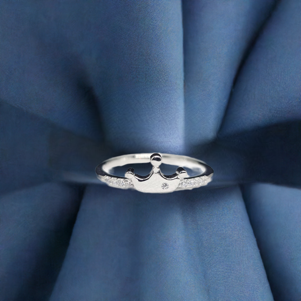 Princess Crown Ring - Sterling Silver with Crystal Embellishments