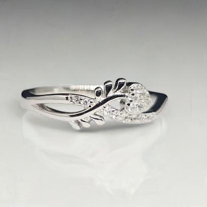 Abstract Elegance Sculptural Silver Ring with CZ Pave