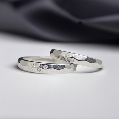 Modern Romance Silver Couple Rings with CZ Accents