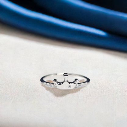 Princess Crown Ring - Sterling Silver with Crystal Embellishments