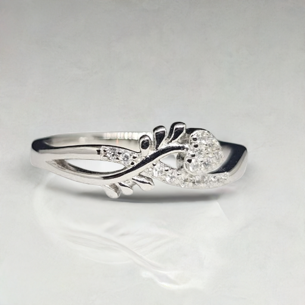 Abstract Elegance Sculptural Silver Ring with CZ Pave