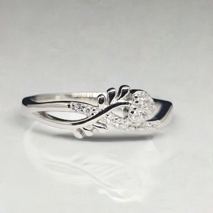 Abstract Elegance Sculptural Silver Ring with CZ Pave