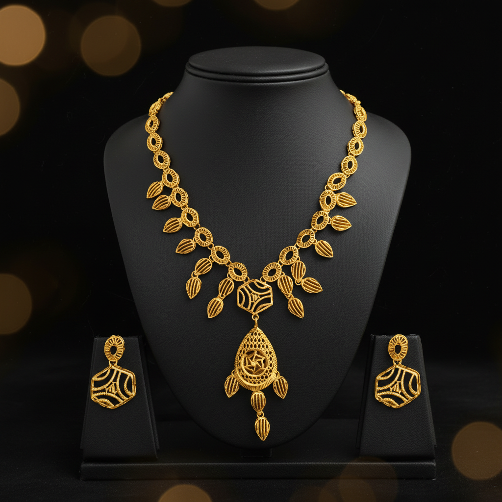 Pure Silver Handcrafted Traditional Golden Necklace set
