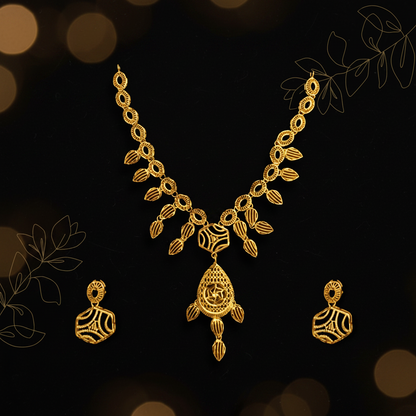 Pure Silver Handcrafted Traditional Golden Necklace set