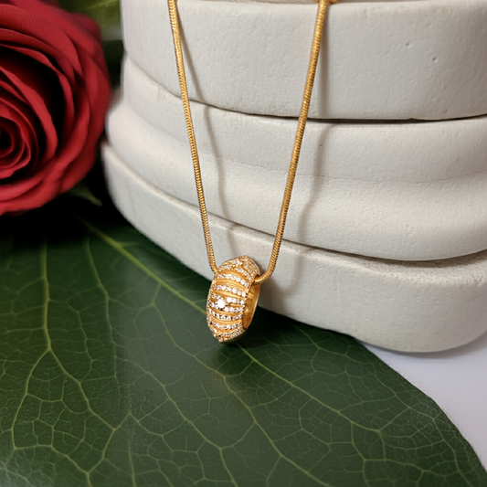 Elegant Pure Silver Chain with Designer Gold-Plated Pendant