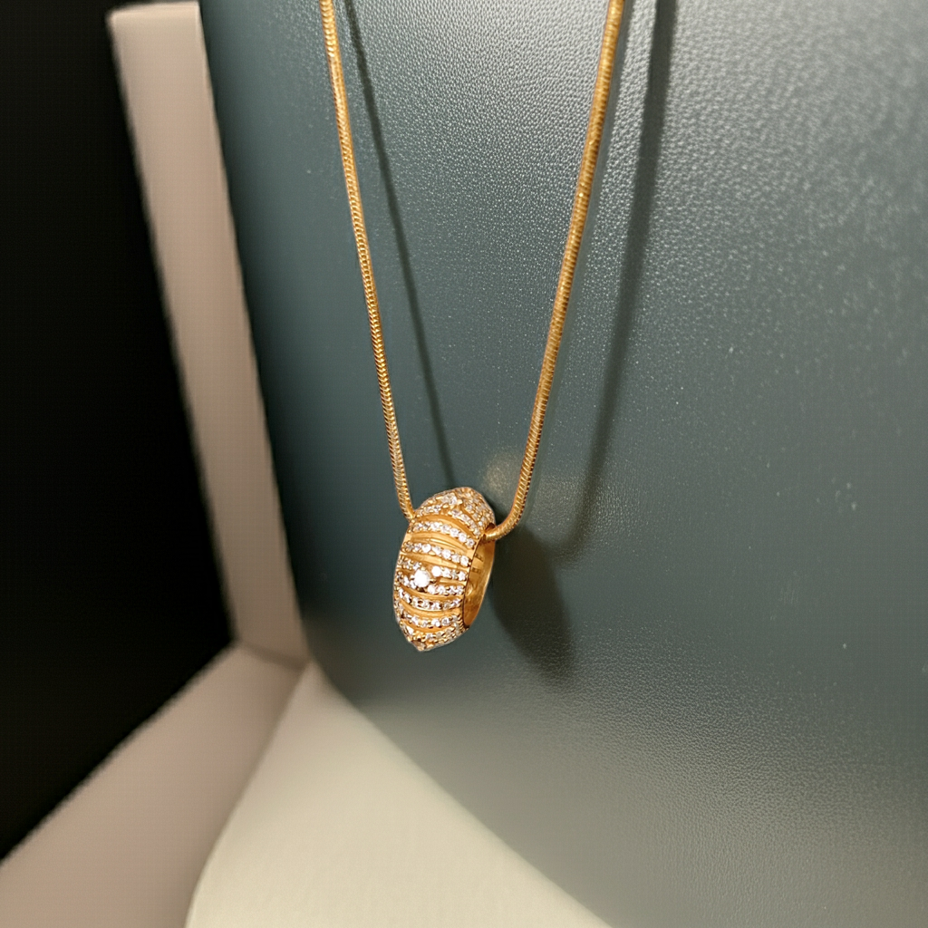 Elegant Pure Silver Chain with Designer Gold-Plated Pendant