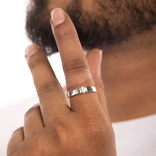 Bezel-Set Oval CZ Sterling Silver Unisex Ring