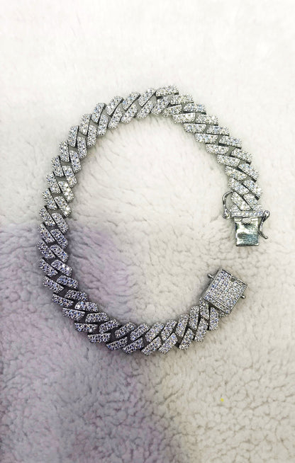 925 Sterling Silver Diamond Cut Bracelet for Men