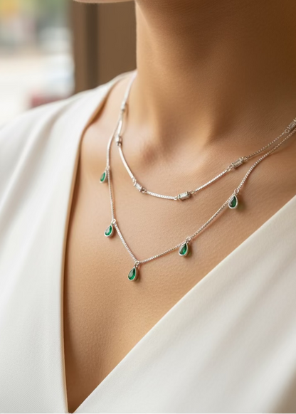The 'Adora' Teardrop Gemstone Charm Layering Necklace