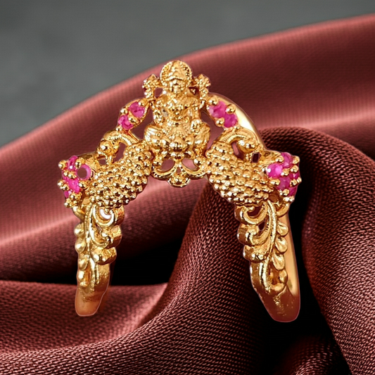 925 Silver Gold Plated Wedding Ring with Peacock Design