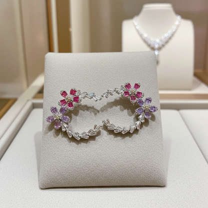 92.5 Sterling Silver Floral Ear Rings