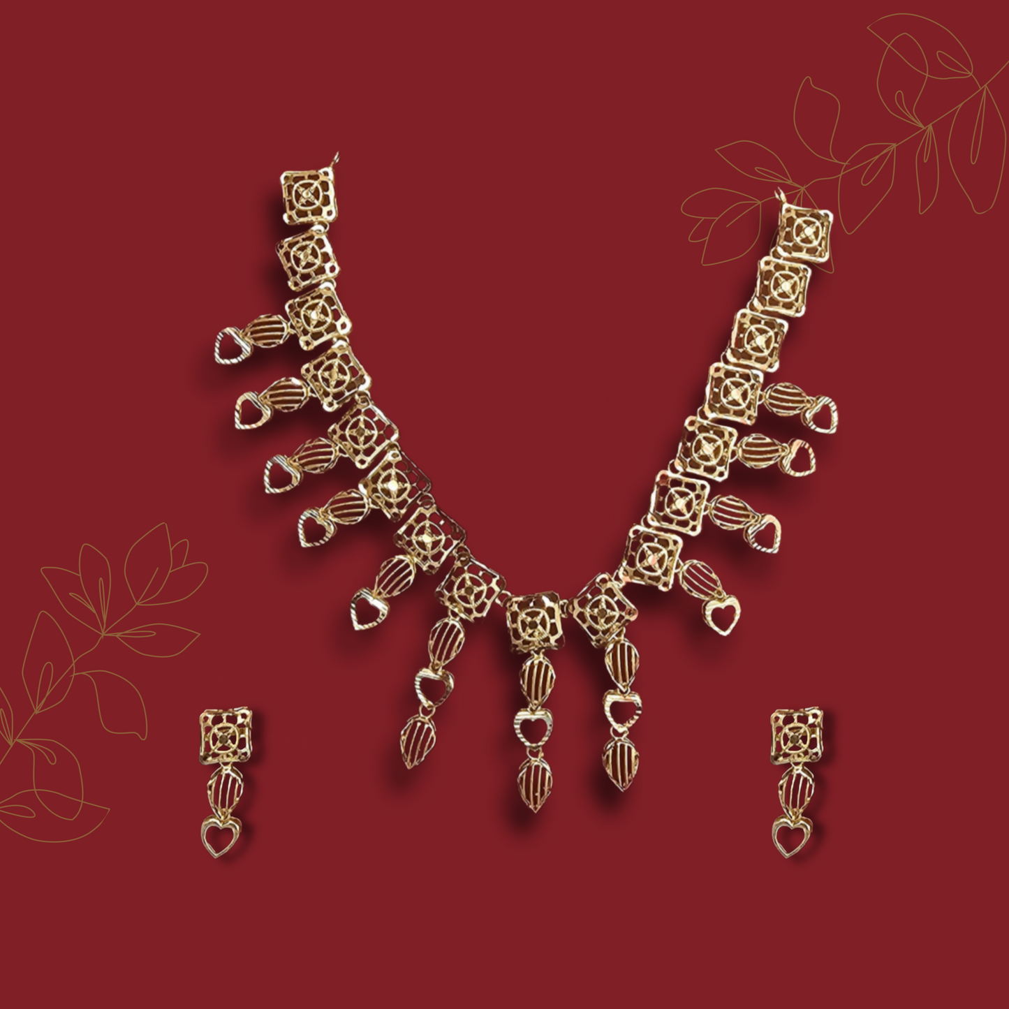 Exquisite Silver with Gold-Plated Filigree Necklace and Earring Set