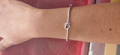 Silver Heart Crystal Bangle for Girls