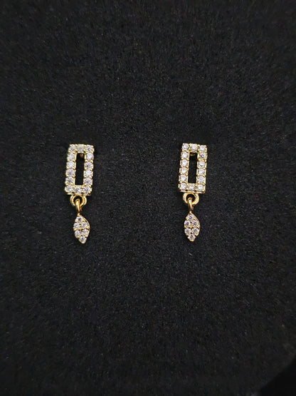 Pure 92.5 Silver Dazzling Rectangular Drop Earrings
