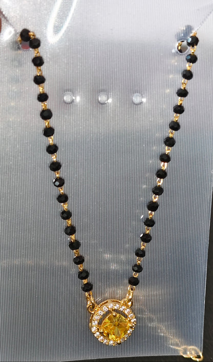 Gold-Plated Sterling Silver Black Bead Chain for Daily Wear