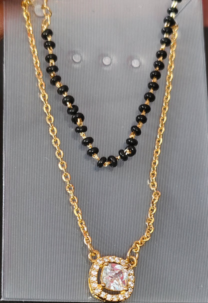 Trendy Silver Black Bead Chain with Unique Designer Pendant