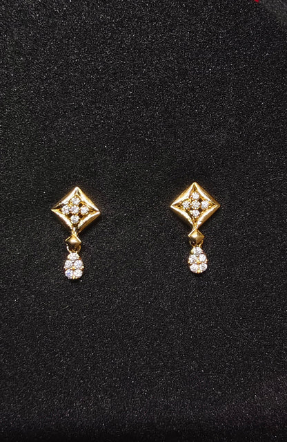 Elegant Gold Plated Diamond Stud Earrings