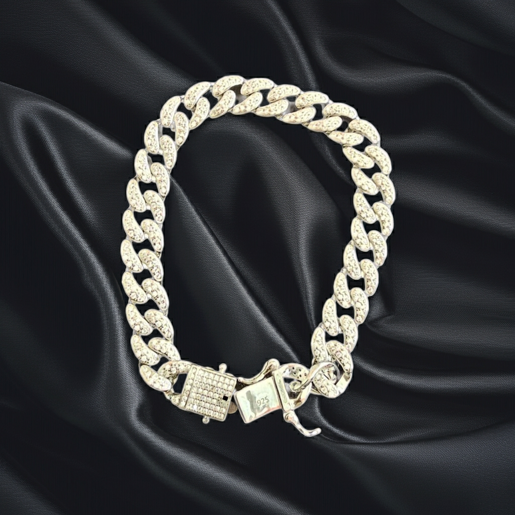 925 Sterling Silver Cuban Link Bracelet for Men