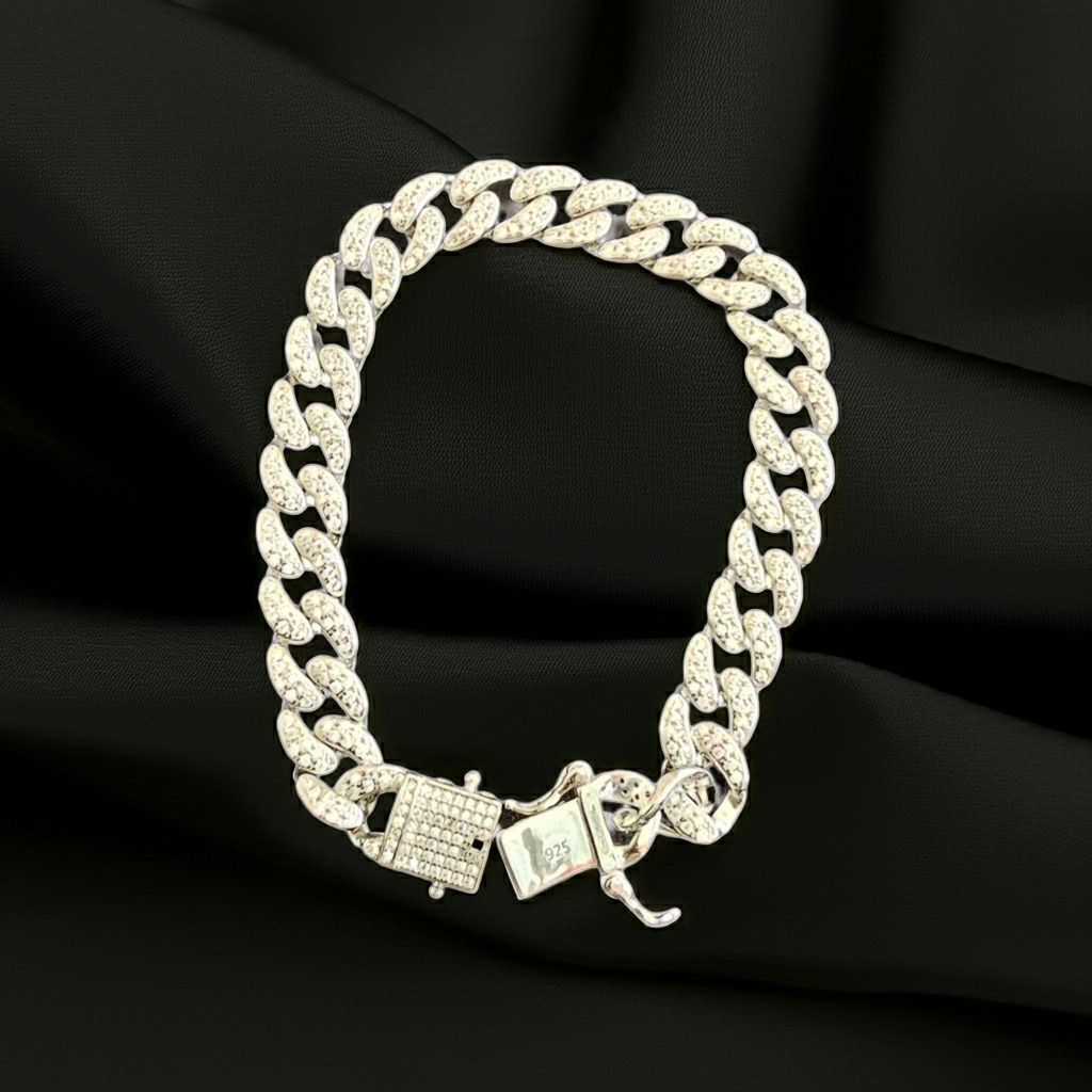925 Sterling Silver Cuban Link Bracelet for Men