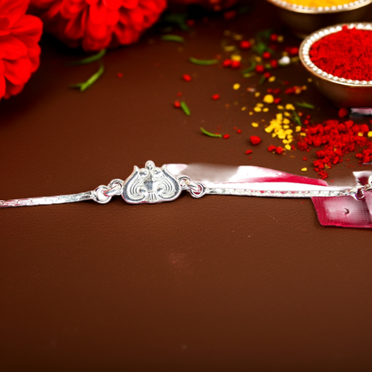 92.5 Pure Silver Divine Rakhi – Sacred Elegance for Raksha Bandhan 2025