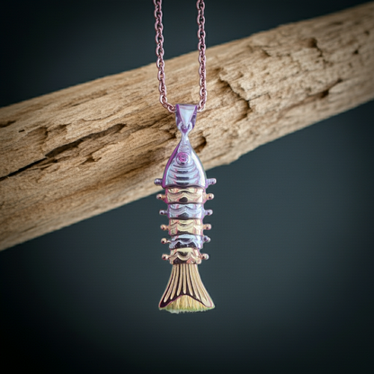 Beautiful Pure Silver Fish Pendants with Gold Coating