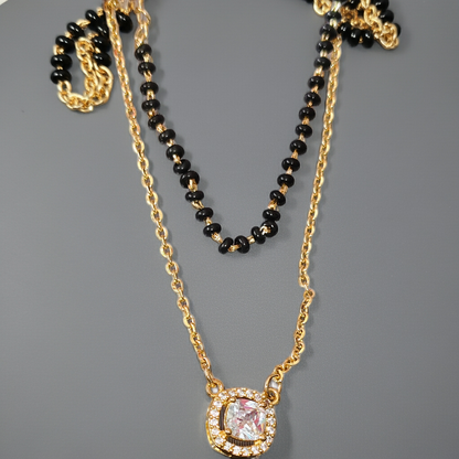 Trendy Silver Black Bead Chain with Unique Designer Pendant