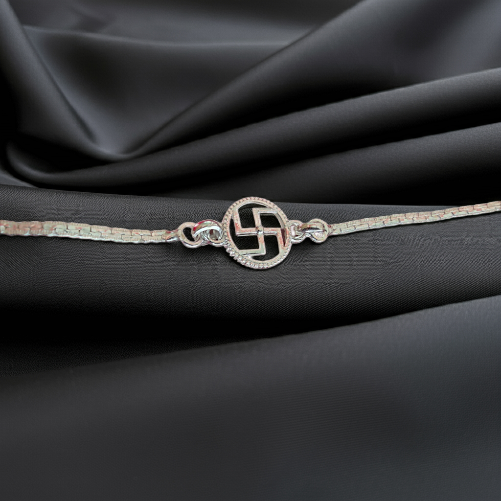 Pure Silver Handcrafted Designer Bracelet Rakhi for Brother – Premium Rakhi for Raksha Bandhan 2025