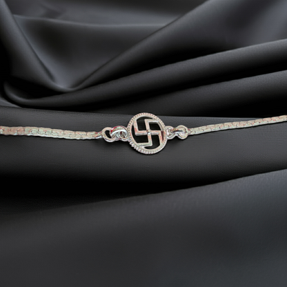 Pure Silver Handcrafted Designer Bracelet Rakhi for Brother – Premium Rakhi for Raksha Bandhan 2025